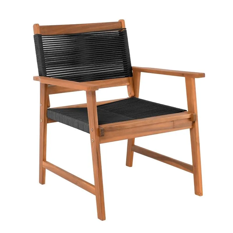 SPRING Living Armchair Acacia Natural, Rope Wicker Black