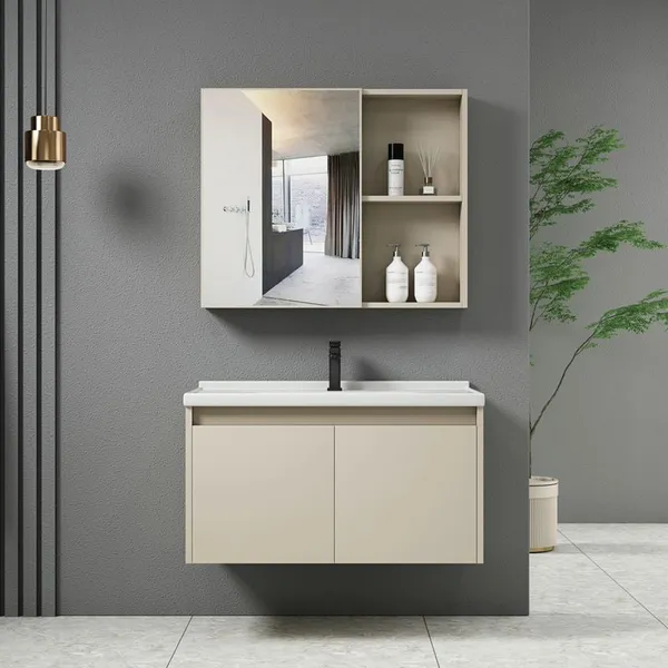 IDEA-1 Bathroom Set Cream (Countertop with sink and mirror) 60x47x45cm