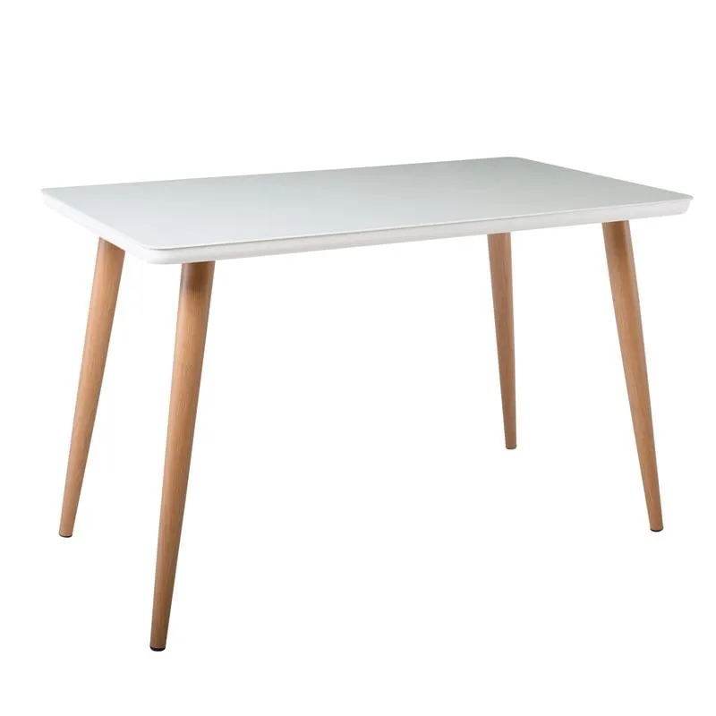 UNION Table 130x80cm Natural Paint/Glass Milky White