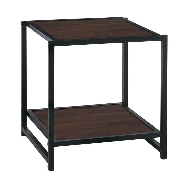 ATOS Side Table Black Metal/Walnut Mdf