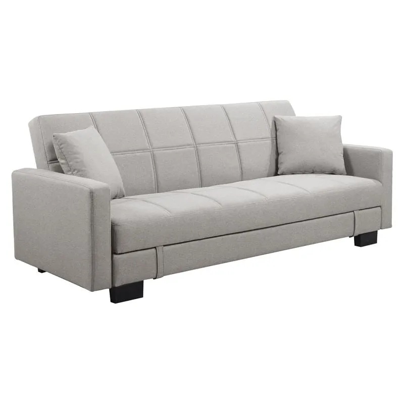KELSO Sofabed w/Storage, Fabric Light Grey