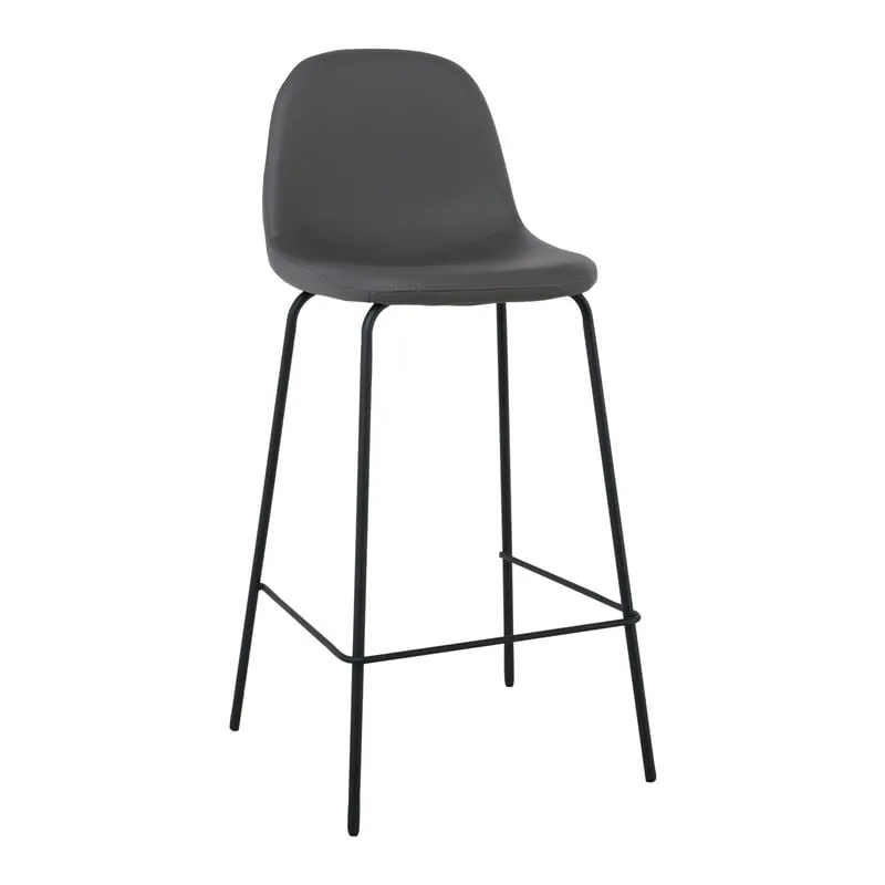CELINA Bar Stool Black Metal, Grey Pvc (seat height 67cm)