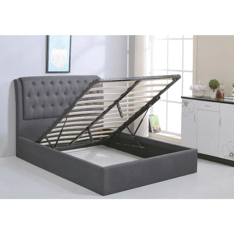 MAXWELL Gas Lift Bed (for Mattress 160x200cm) Grey Fabric