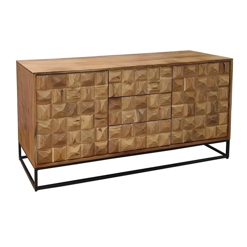 SANTORY Buffet 145x40x75cm Acacia Natural Finish/Steel Black