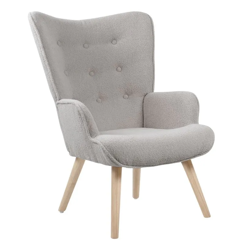 ALMA Armchair Natural / Teddy Light Grey Fabric (K/D)
