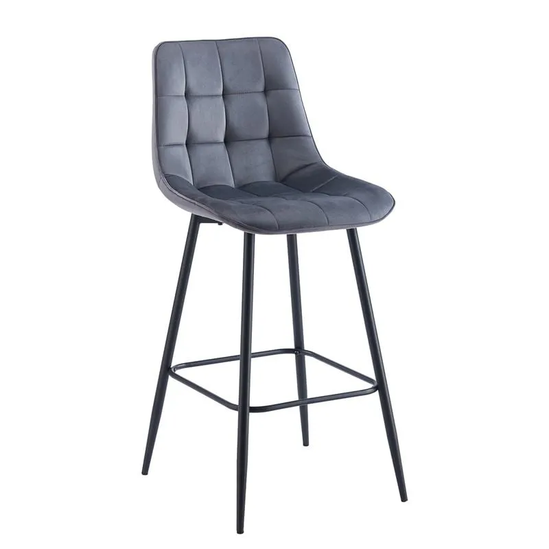 MYRIAM Bar Stool Metal Black/Fabric Velure Dark Grey