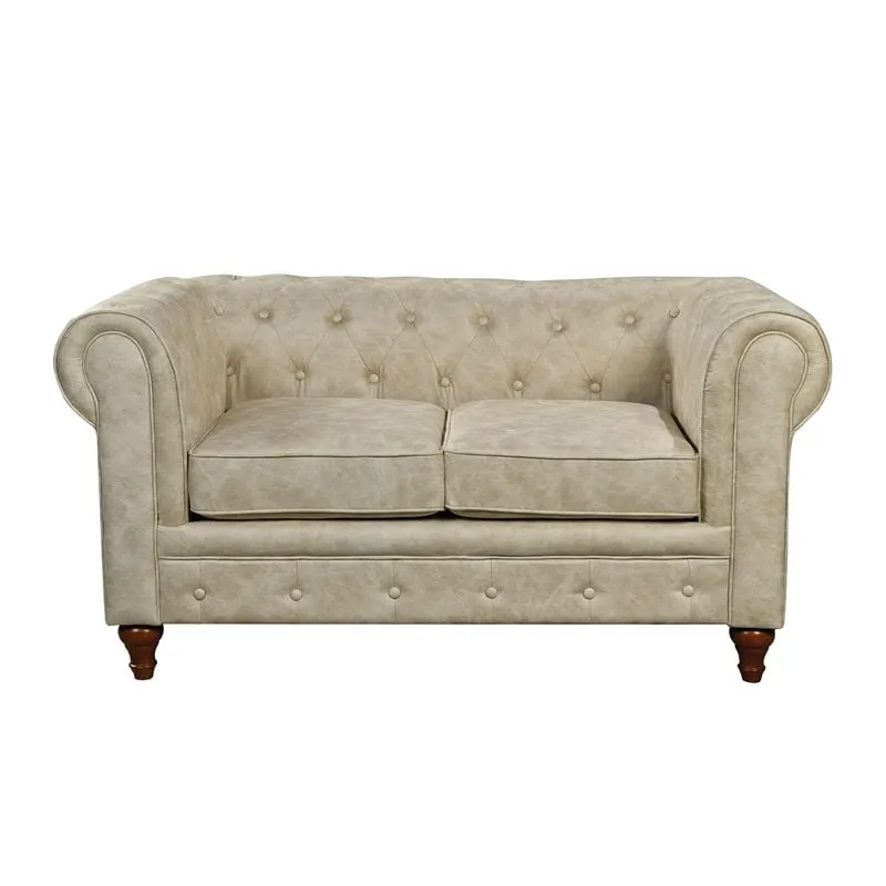 CHESTERFIELD York 2-Seater Sofa Beige Fabric
