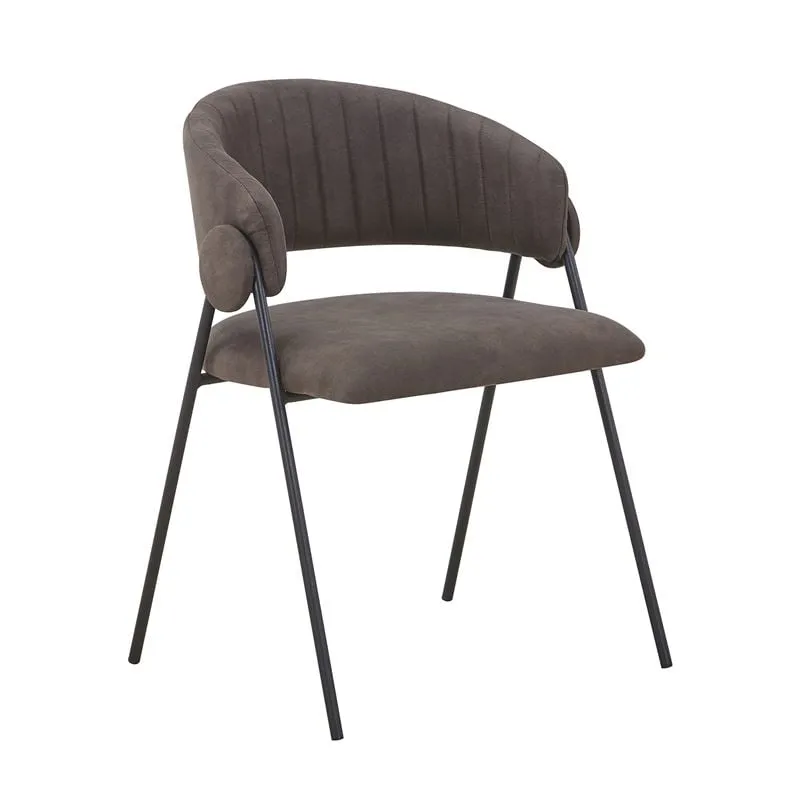 ALFREDO Armchair Black Metal, Anthracite Suede Fabric