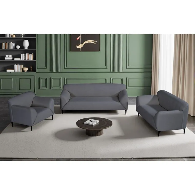 VICTORIA Sofa Set (1+2+3) Dark Grey Fabric