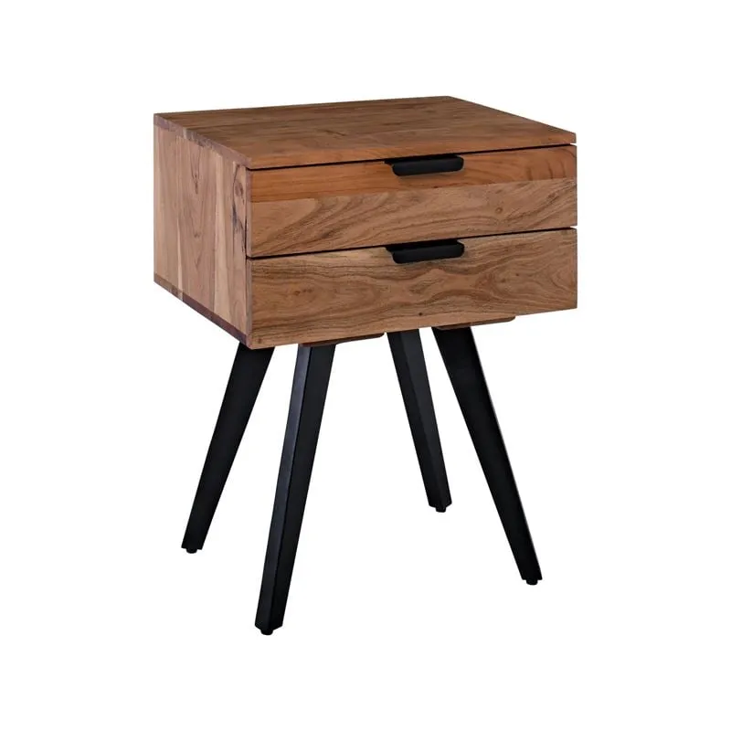 ANKO Bedside 47x35x65cm Acacia Natural/Steel Black