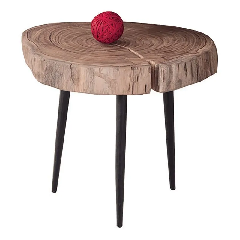 PATEL Side Table +/-33x32 H.30 Acacia Natural Finish (Black Paint)