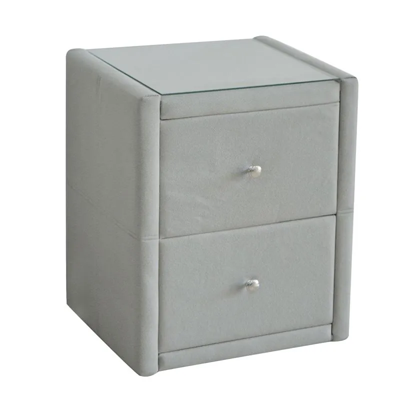 WILTON Bedside (with glass) 46x41x57cm Fabric Grey Stone