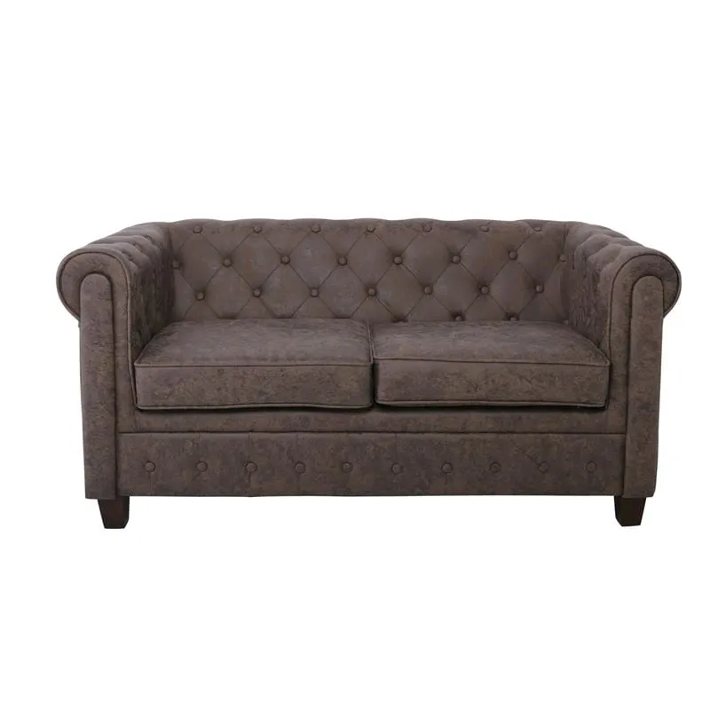 CHESTERFIELD Newport 2-Seater Sofa Fabric Antique Brown
