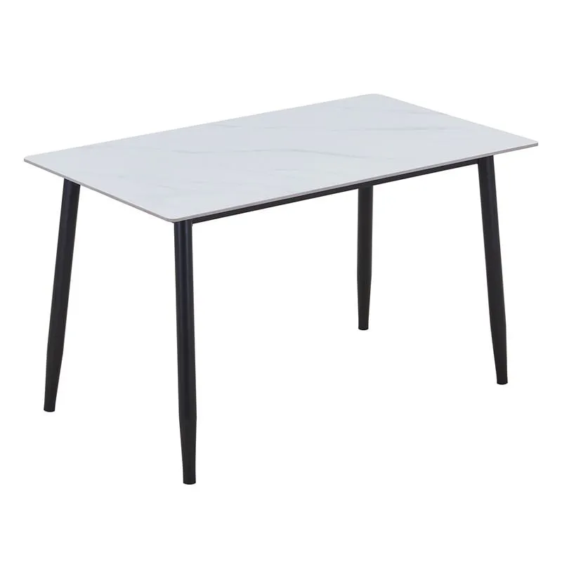 OSLO Dining Table 120x70cm Metal Black/Sintered Stone White Marble