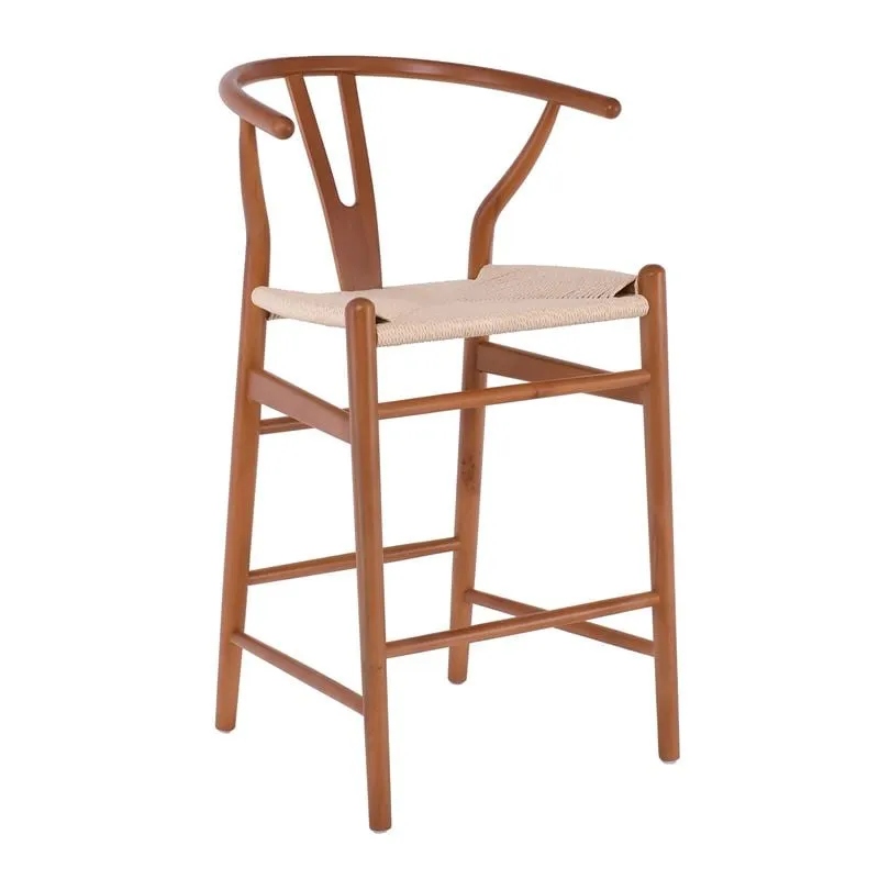 LIMA Barstool Beech Walnut, Seat Paper Rope Natural (seat height 67cm)