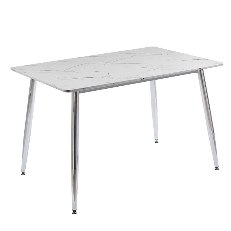 OSLO Dining Table 120x70cm Chromed/Sintered Stone White Marble