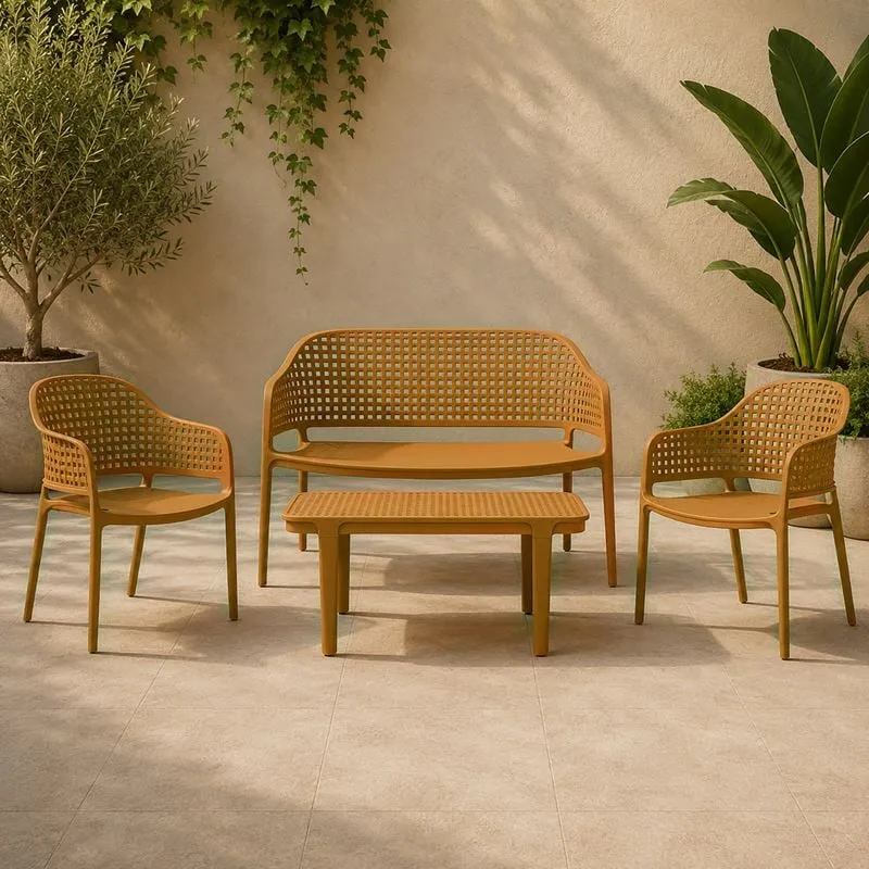 MALAGA Garden Set (4pcs) PP-UV Egg Yellow