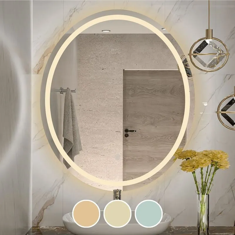 LED-3 Wall Mirror Oval 60x70cm, Illuminated