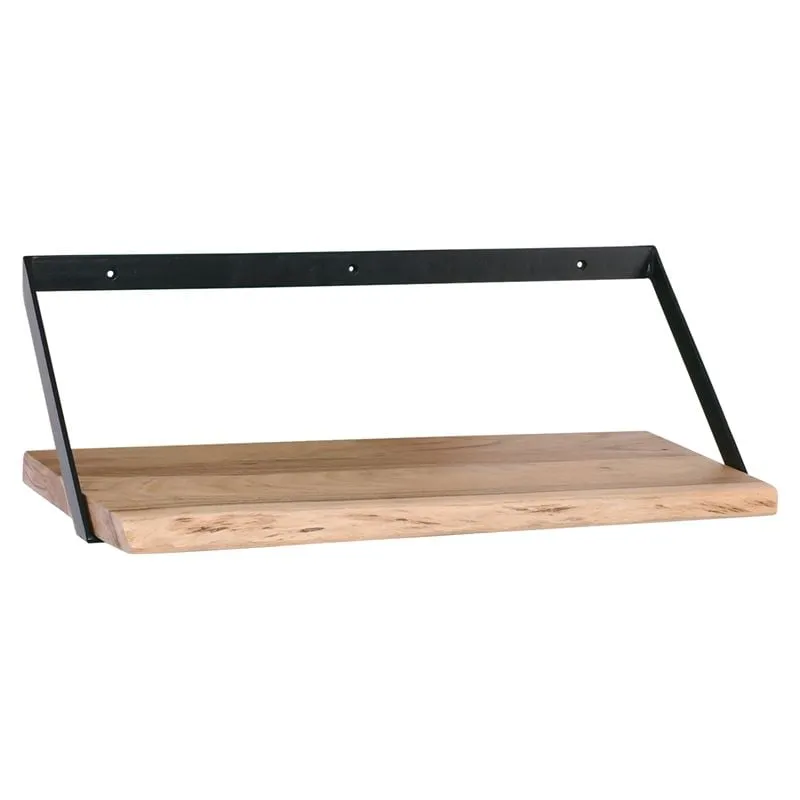 WALL-2 Shelf 60x25 Acacia Natural Finish (Black Paint)