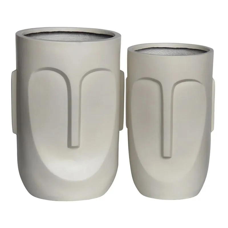 FLOWER POT-TOTEM Set 2pcs/Cement Sand Brown