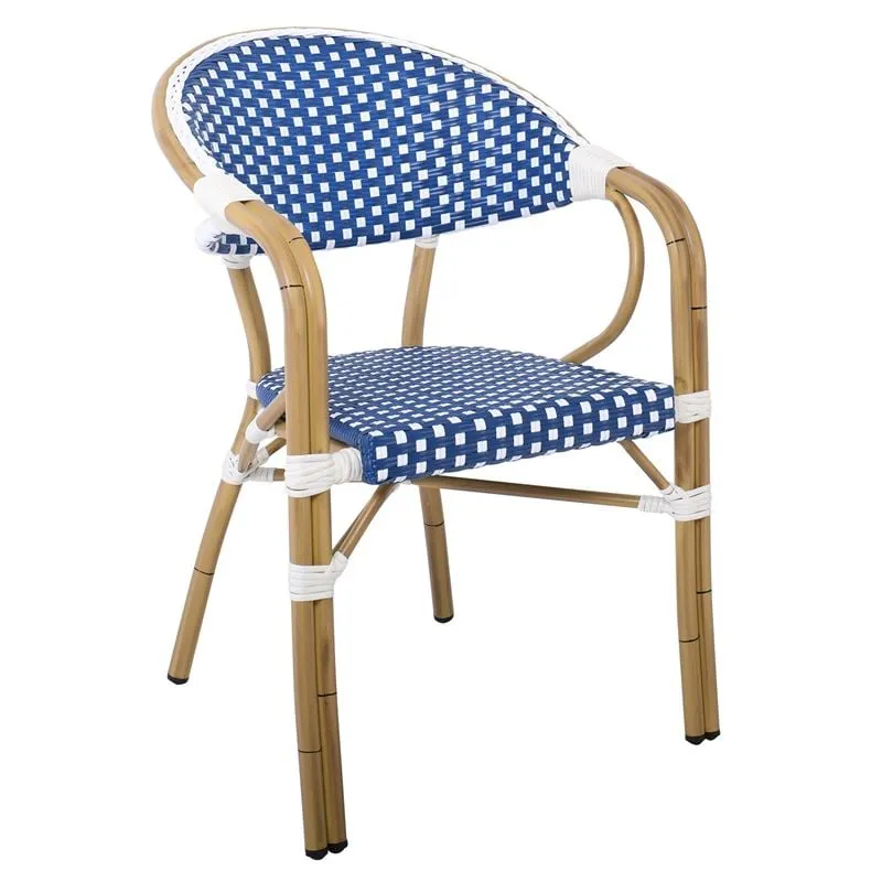PARIS Armchair Alu Natural/Wicker White-Blue