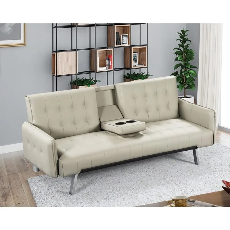 WELLS Sofabed Beige Pu