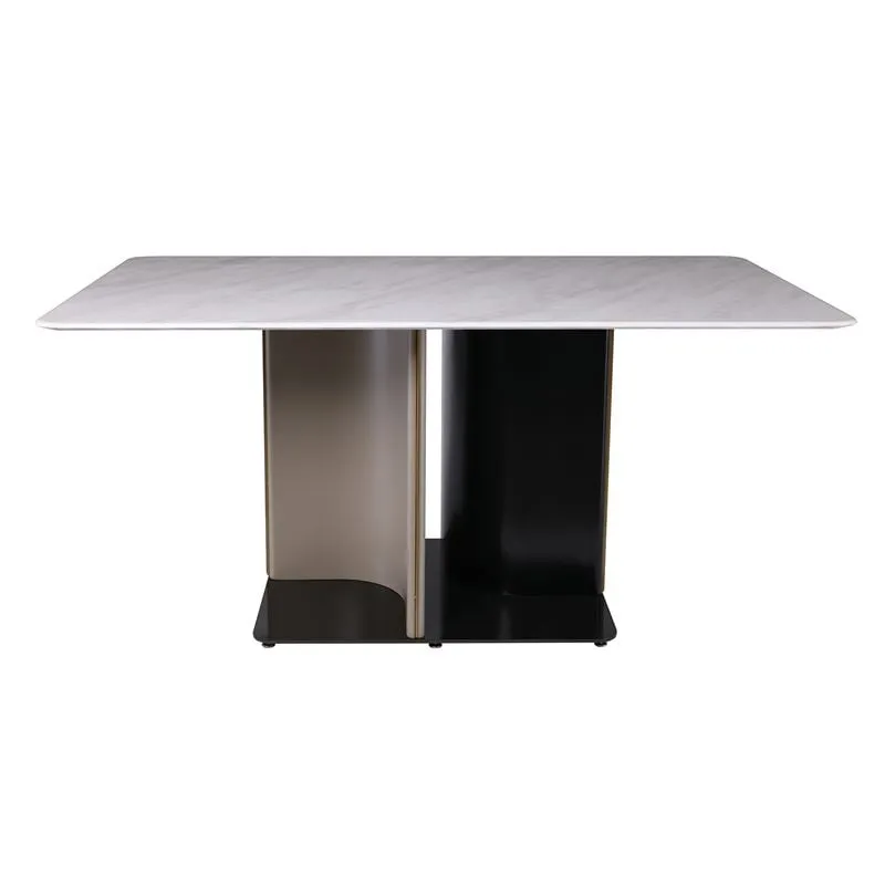 BARON Table 160x90cm Anthracite Wood/Microcrystalline White Marble