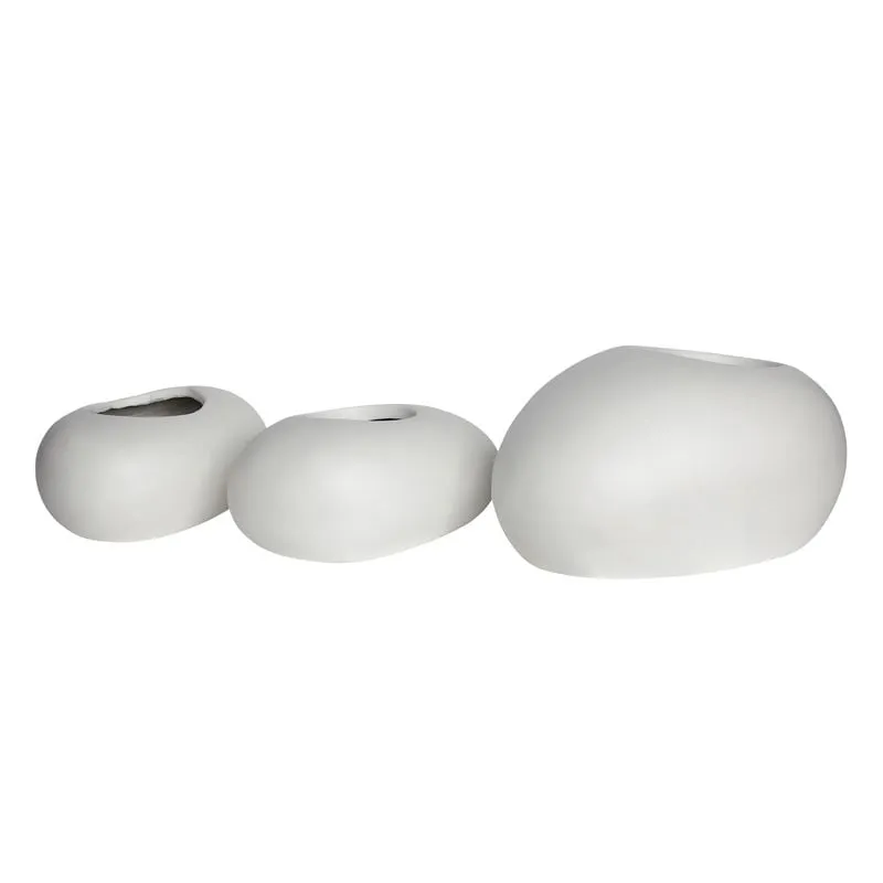 FLOWER POT-ROCK Set 3 τεμαχίων, Fiber Cement Απόχρωση White