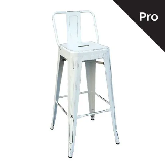 RELIX Bar Stool-Pro w/Back Metal Antique White