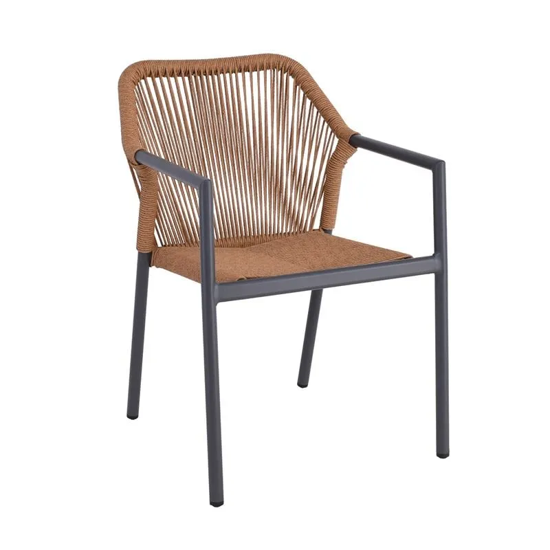 DINA Armchair Alu Anthracite/Rope Wicker Natural