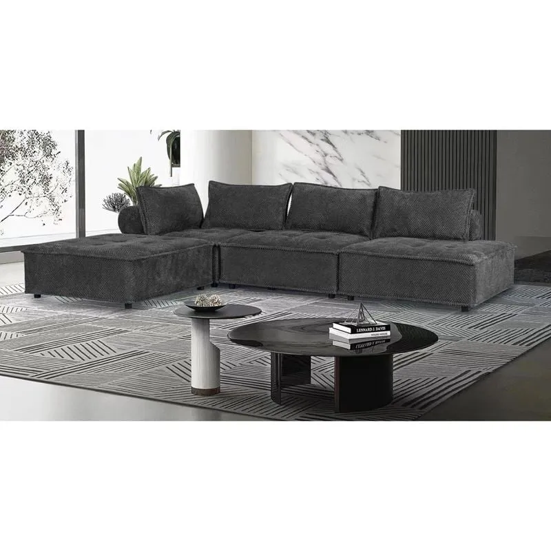 LARRY Multifunctional Corner Sofa, Fabric Dark Grey