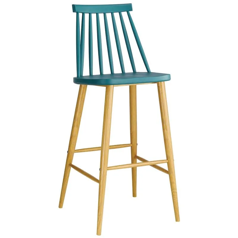 LAVIDA Bar Stool Metal Natural, PP Blue