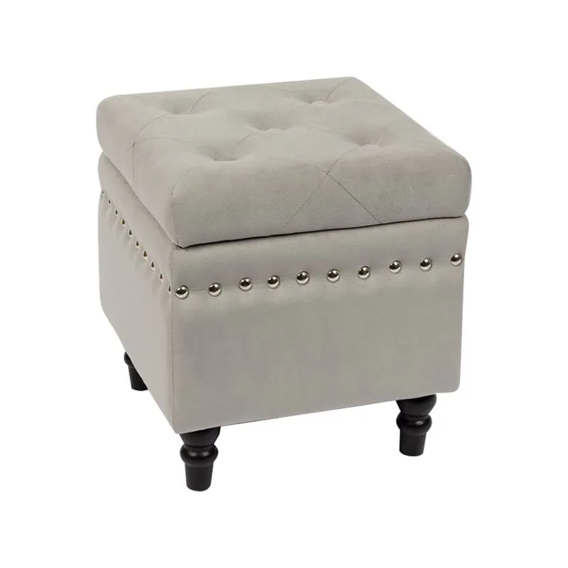 LOKO Storage Stool, Fabric Grey Velure