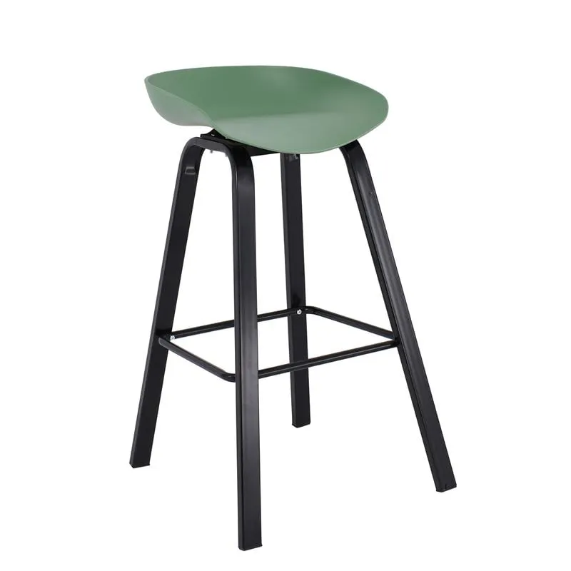 PENT Bar Stool Metal Black Color, PP Green