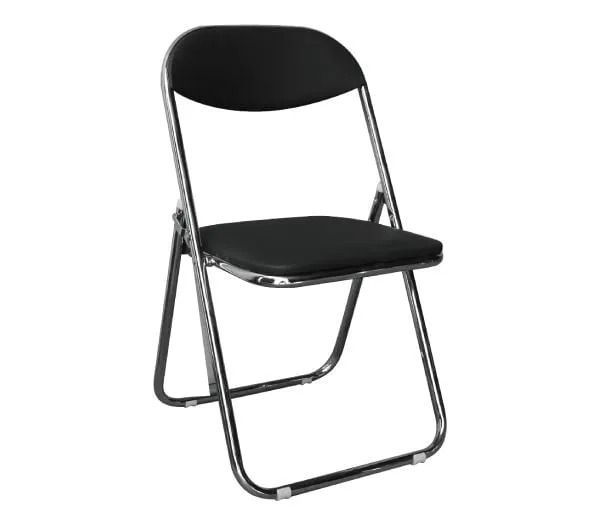 STAR Folding Chair Chromed, Black Pu