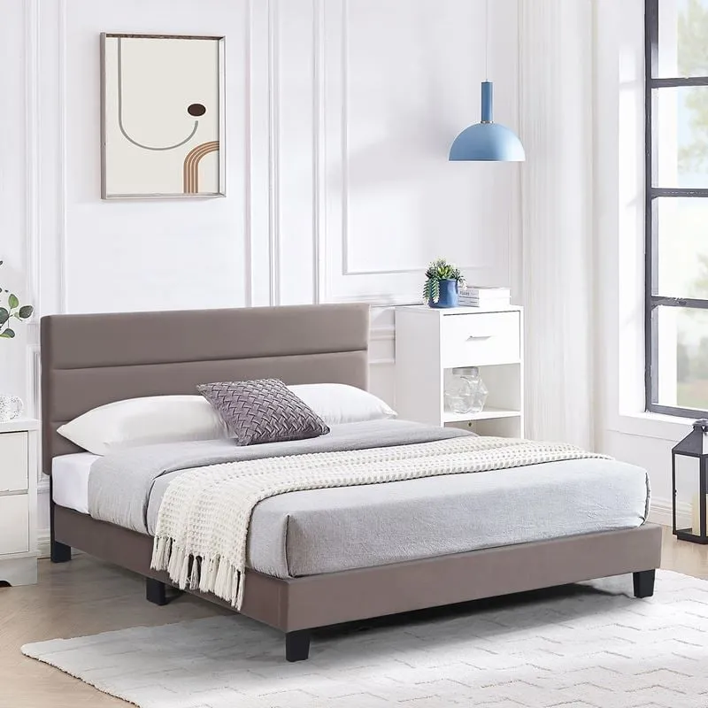 PRIMO Bed (for Mattress 160x200cm) Fabric Cappuccino