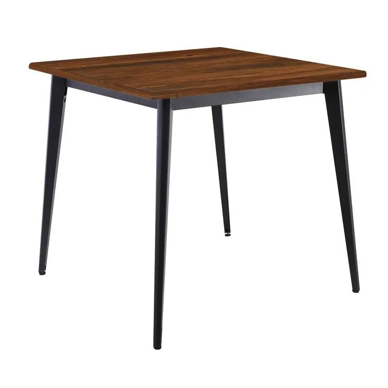 VIDAL Τραπέζι Μέταλλο Βαφή Μαύρο, Επιφάνεια 80x80cm/16mm Contract Sliq Walnut