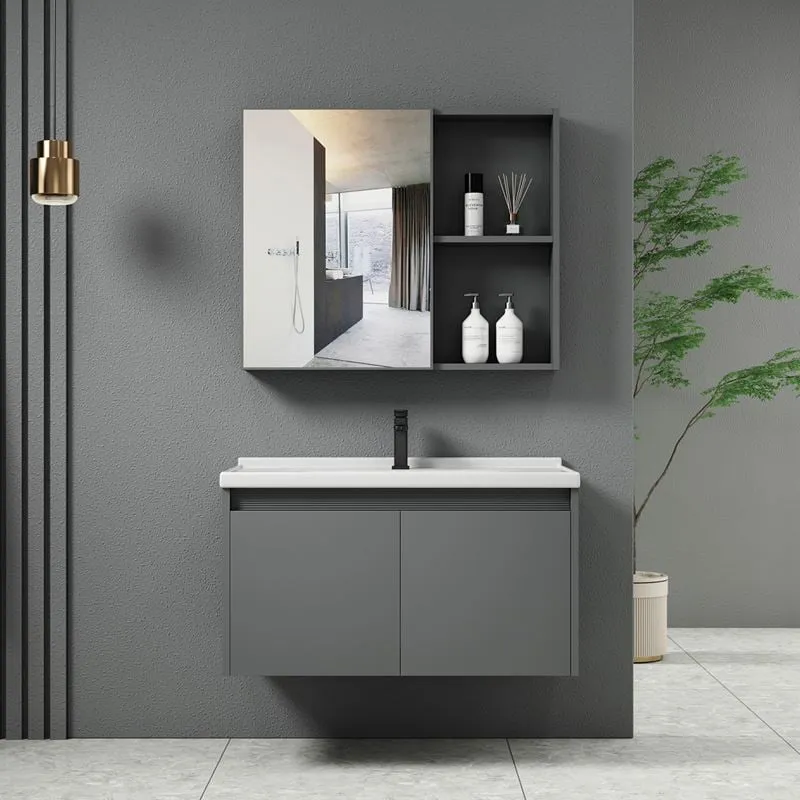 IDEA-1 Bathroom Set Grey (Countertop with sink and mirror) 60x47x45cm