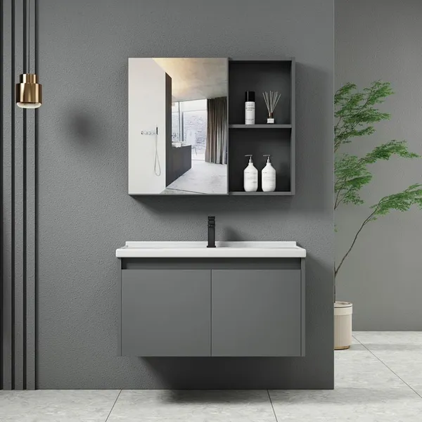 IDEA-1 Bathroom Set Grey (Countertop with sink and mirror) 60x47x45cm