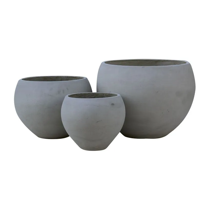 FLOWER POT-5 Set 3 τεμαχίων Fiber Cement Grey