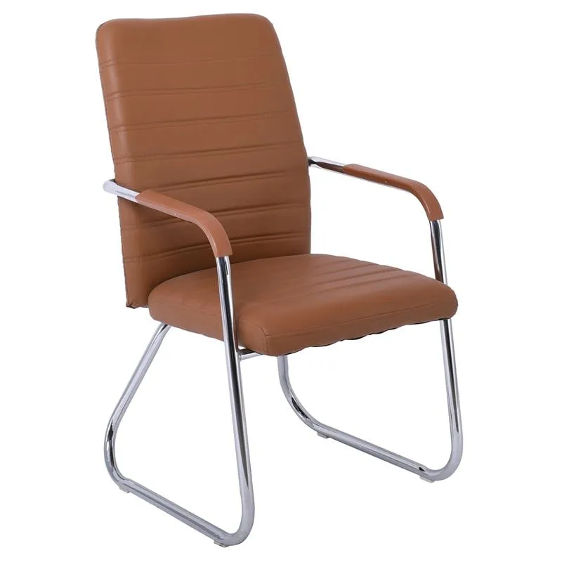 COLLET Visitor Armchair/Chromed Frame/Brown Pu