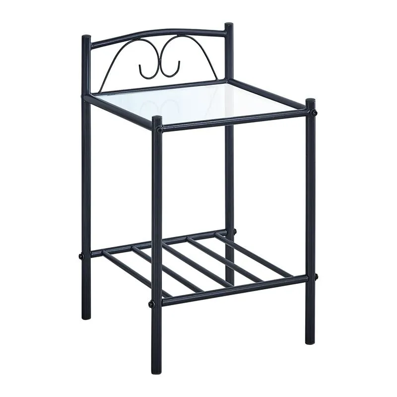RADO Side Table Black Metal/Glass 5mm