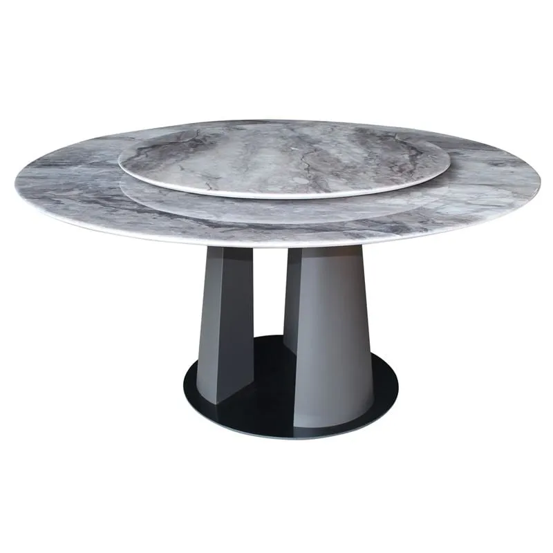 LAZY SUSAN Round Dining Table D150-95cm Marble Top-Metal Base