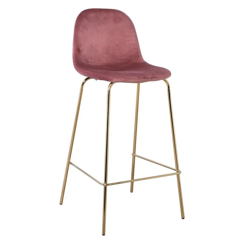 CELINA Bar Stool Gold Metal, Antique Pink Velure
