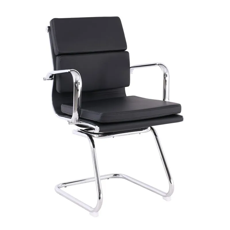 BF4800V Office Visitor Armchair Chromed Base, Black Pu