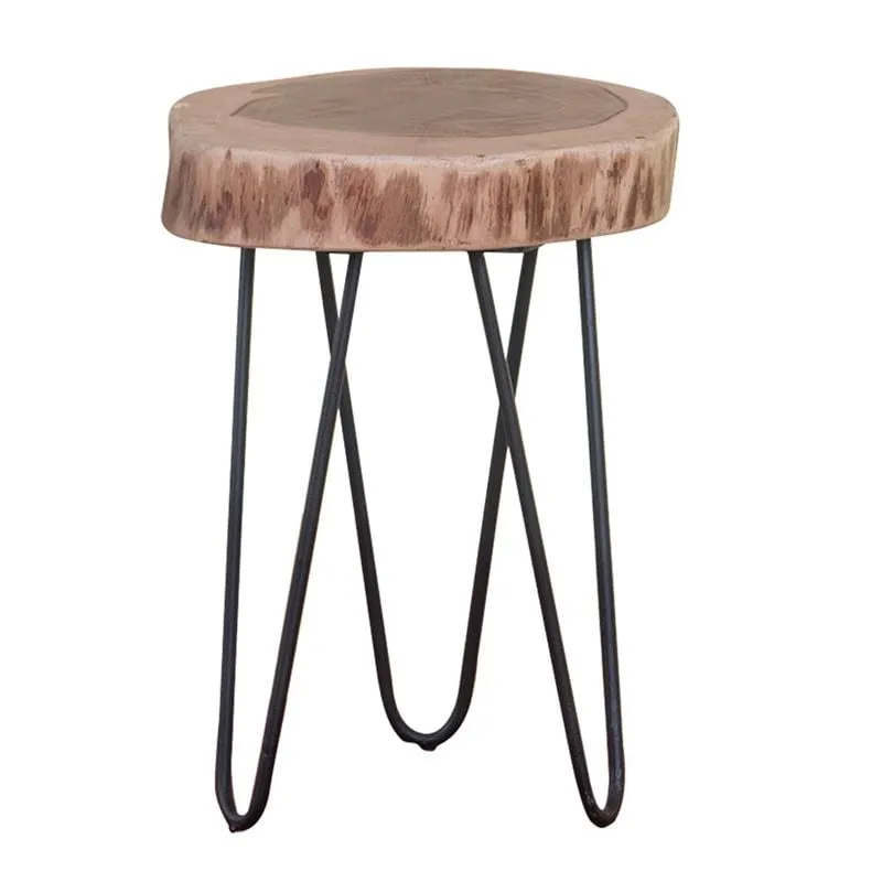 FUEGO Side Table 35x35 H.45 Acacia Natural Finish (Black Paint)