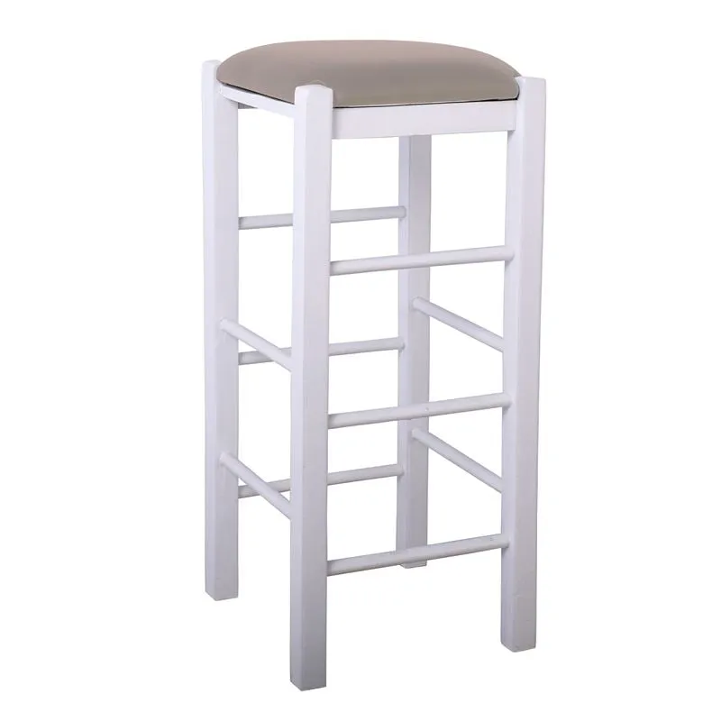 TAVERNA Bar Stool Beech Impregnation Lacquer White/Pu Cappuccino