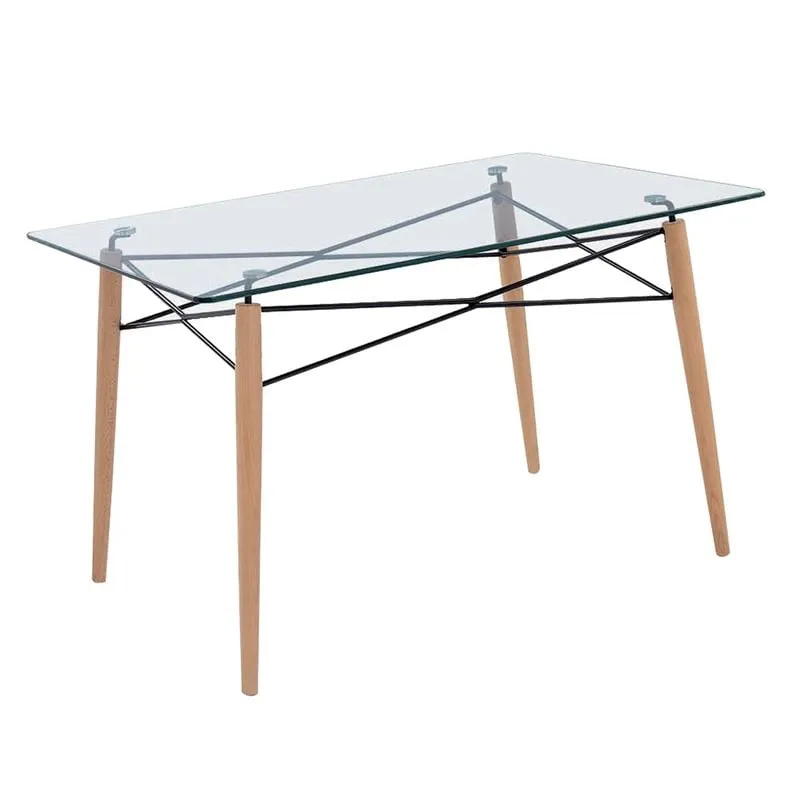 ART Wood Table 120x80cm with Glass Top 10mm