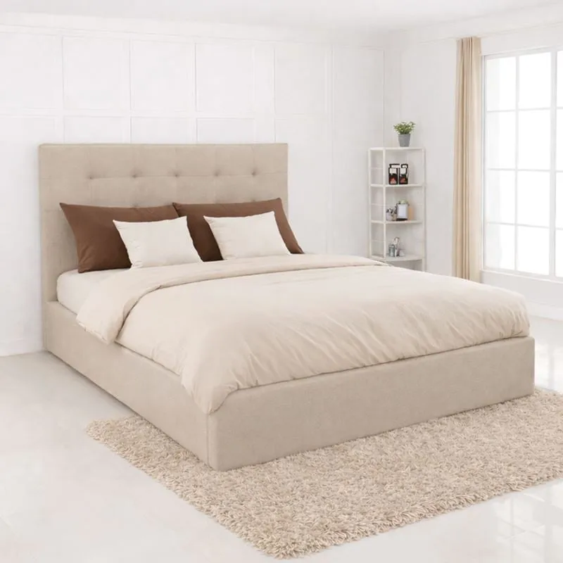 DOLCE Gas Lift Bed (for Mattress 160x200cm) Beige Fabric