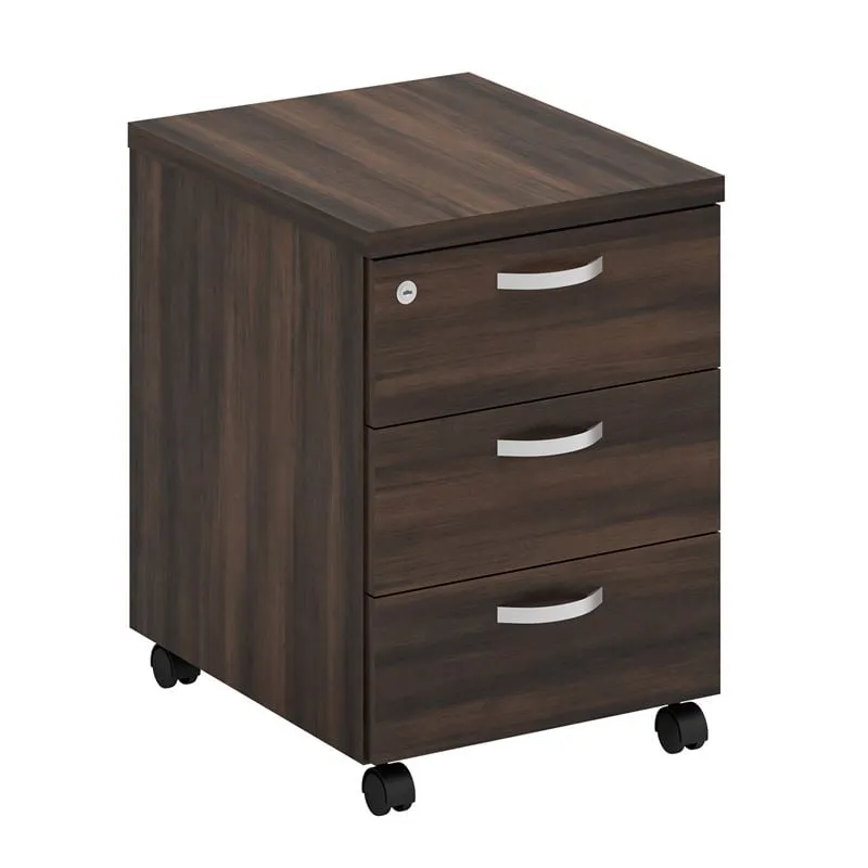 Mobile Pedestal 3-Drawers 40x48x56 Dark Walnut